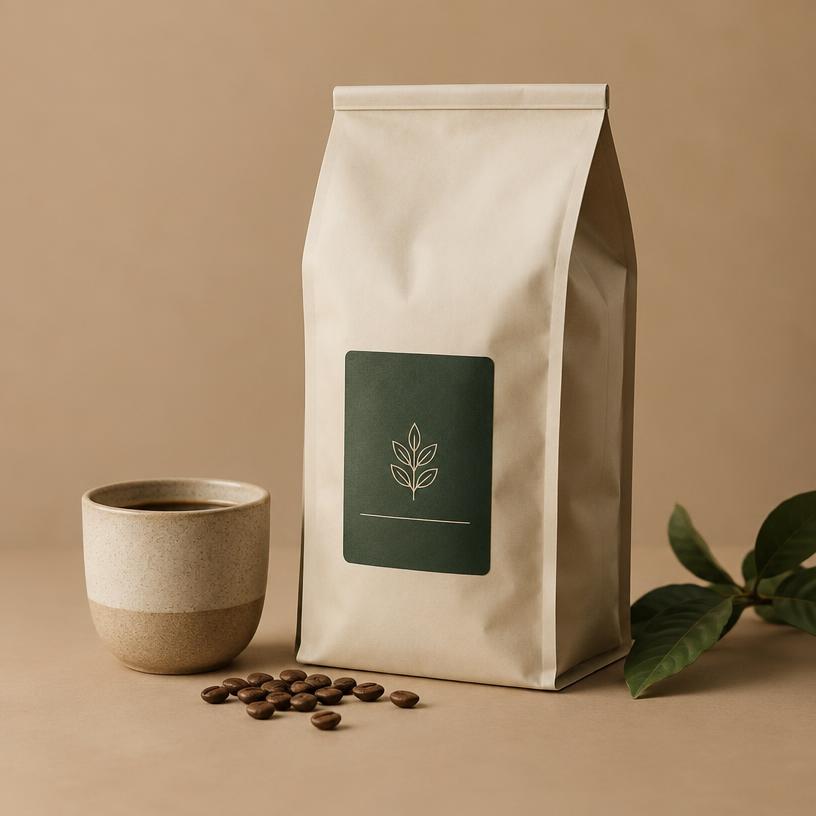 Oak Decaf coffee bag with roasted beans